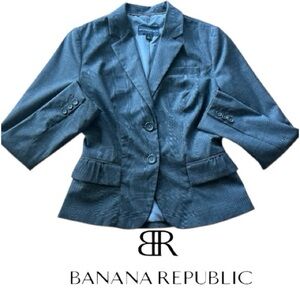 Banana Republic Charcoal Plaid Peplum Blazer with Ruffle Pockets • Size 2